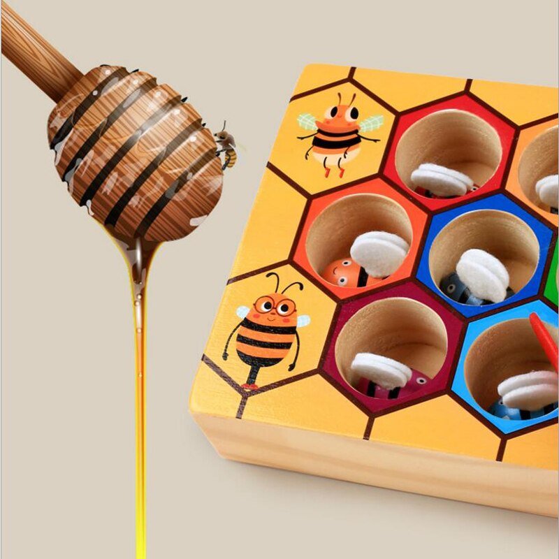 Montessori Educational Industrious Little Bees Kids Wooden Toys For Children