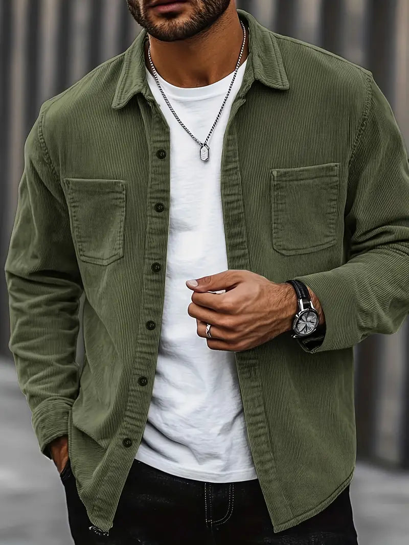 Stylish Cotton Corduroy Button Down Shirt