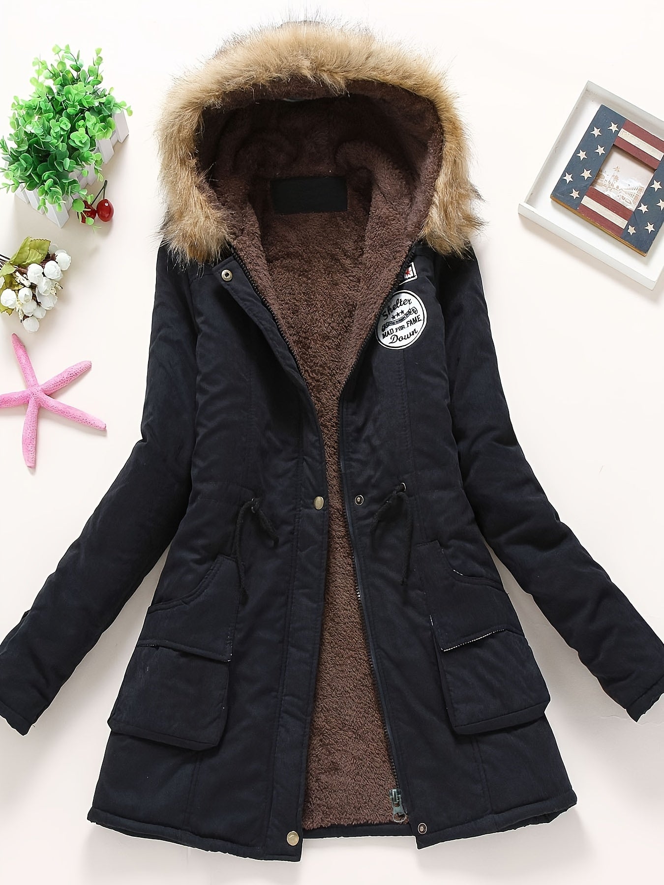 Warm Women's Rain Jacket with Hood