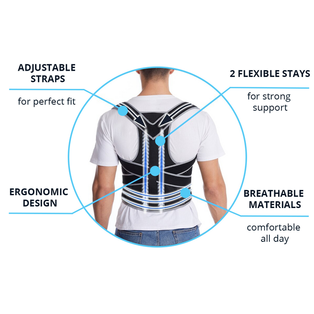 Posture Back Brace Posture Corrector With Shoulder Harness Provides Support for Better Posture