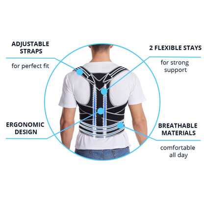 Posture Back Brace Posture Corrector With Shoulder Harness Provides Support for Better Posture