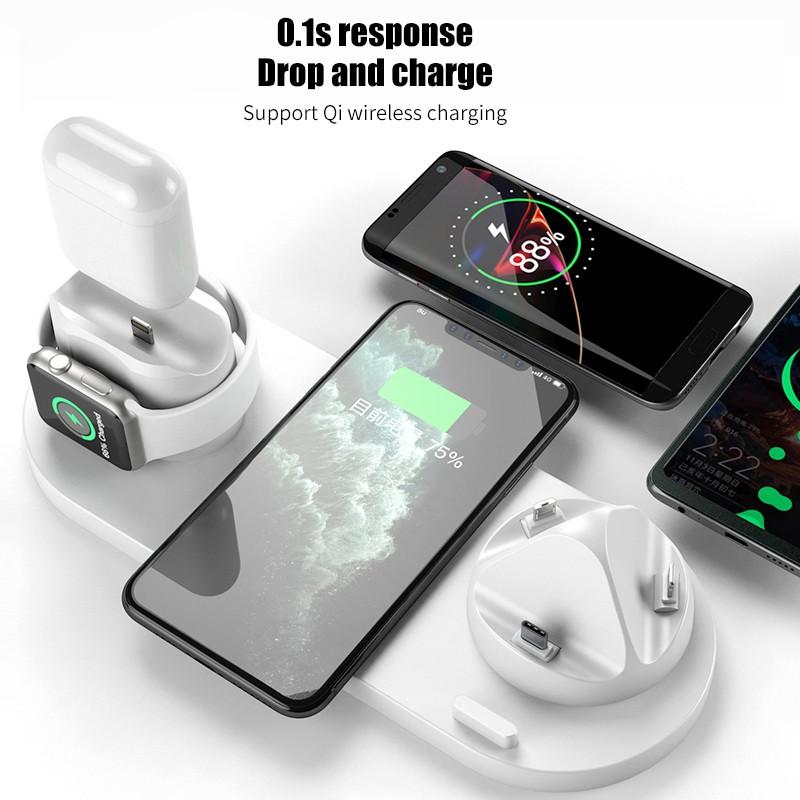 6 In 1 Wireless Charger For IPhone/Android/Type-C