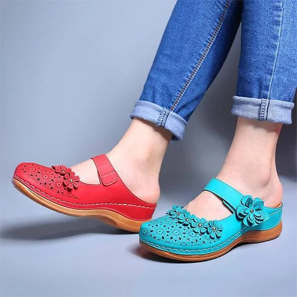 Comfy Floral Slip-On Wedge Sandal