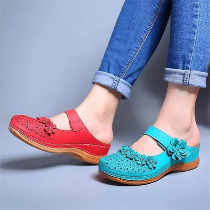 Comfy Floral Slip-On Wedge Sandal