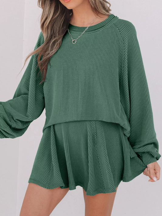 Cozy Knit Sweater and Shorts Outfit - OutfitLondon