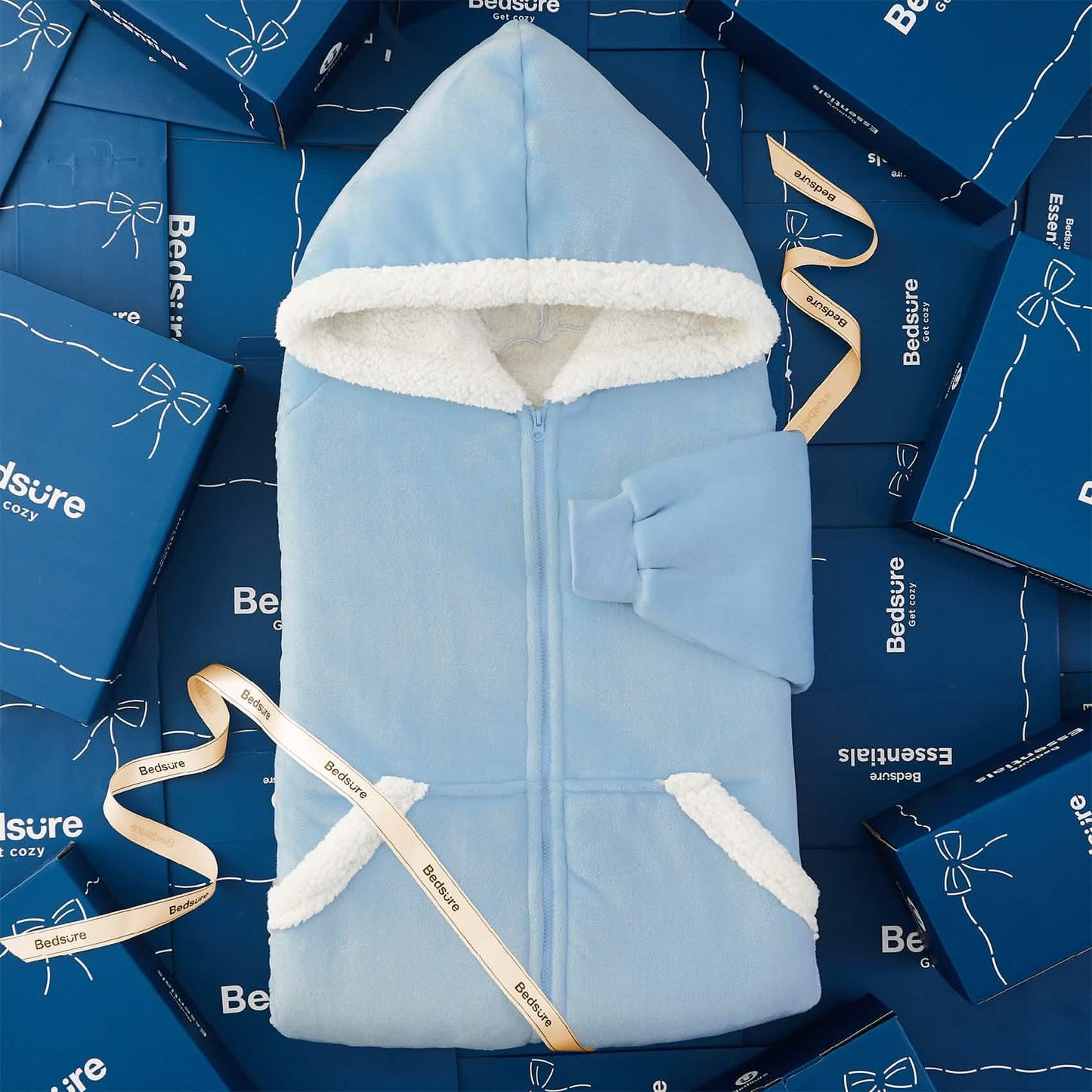 Plush Fleece Wearable Blanket Hoodie - Warm Zip Up
