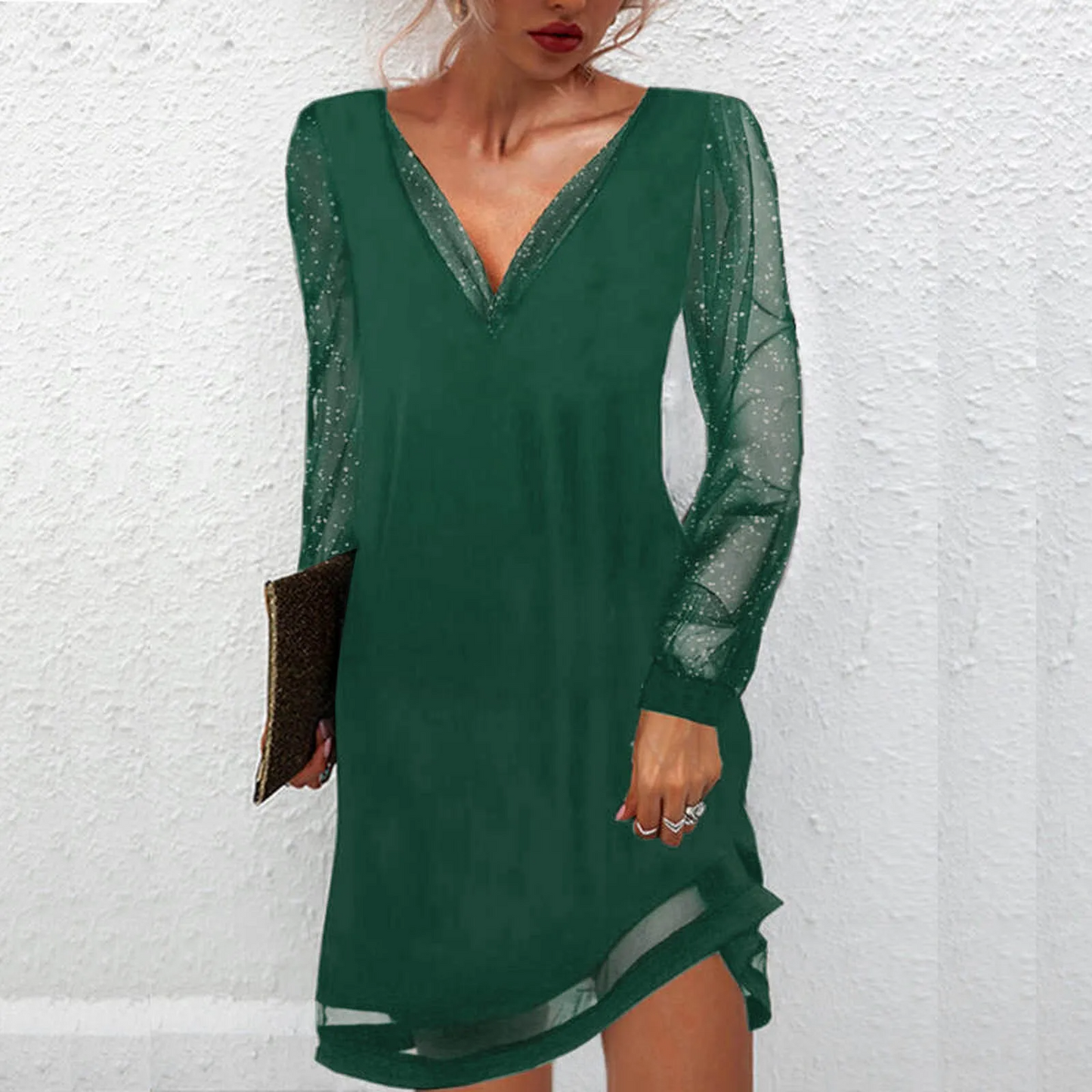 Elegant Lace Trim Women's Dress