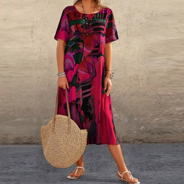 Fashionable Print Knee Length Sundress
