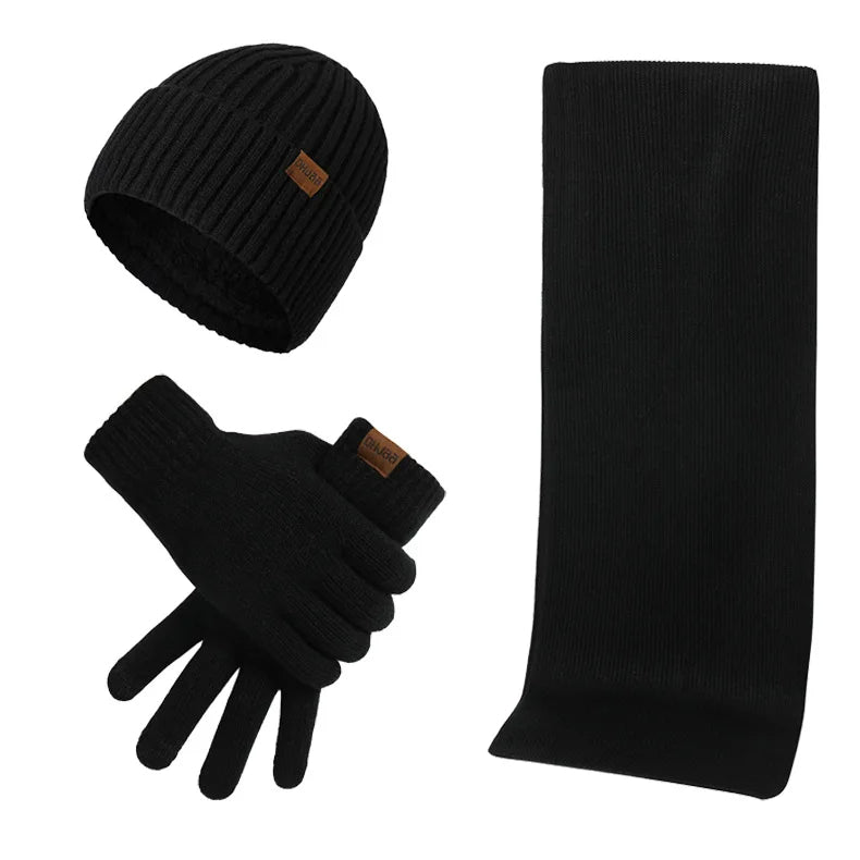 Warm Men's Winter Accessory Set Hat Scarf Gloves