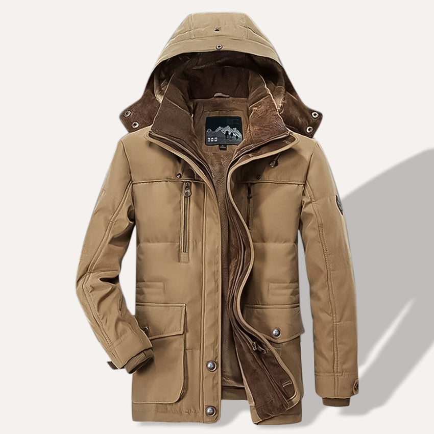 Comfortable Mens Insulated Parka Coat With Fleece Interior