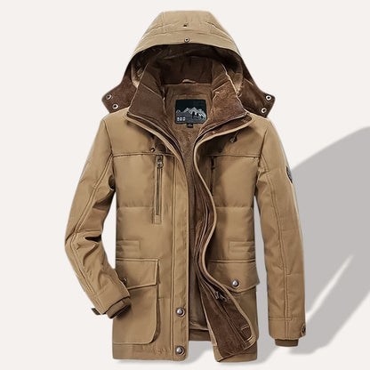 Comfortable Mens Insulated Parka Coat With Fleece Interior