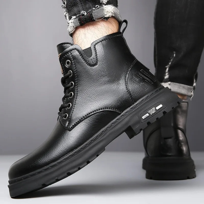 Tall Men's Lace Up Leather Ankle Boots