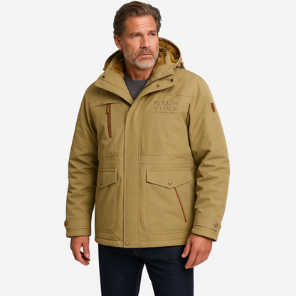 Warm Mens Parka Coat with Fleece Lining and Hood