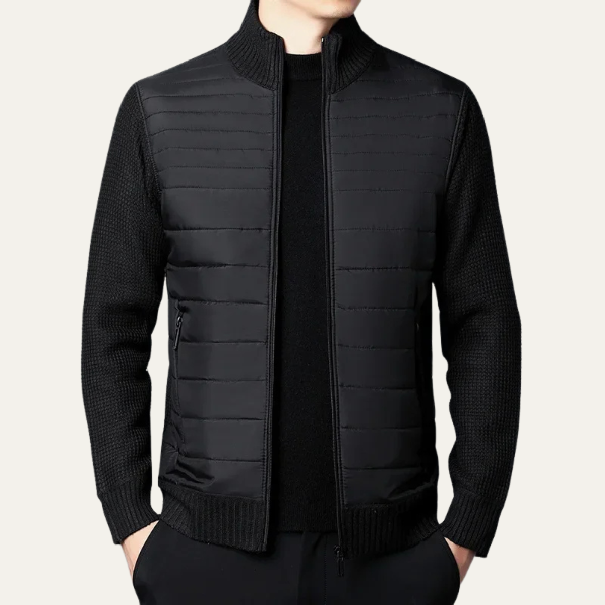 Warm Men's Padded Zipper Cardigan Sweater