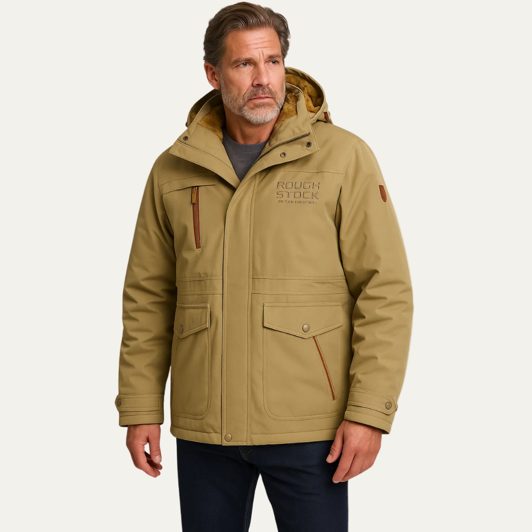 Waterproof Men's Winter Parka Jacket with Hood and Pockets