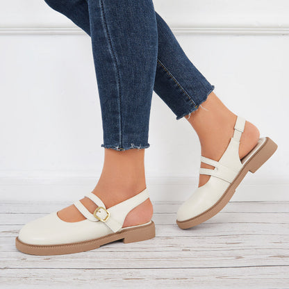 Closed Toe Mary Jane Slingback Flats Low Block Heel Loafer Shoes
