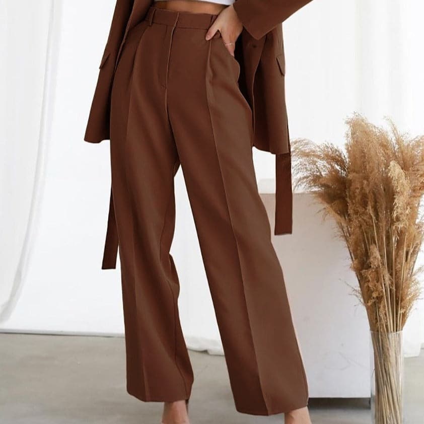 Harper | Elegant High-Waisted Wide Leg Pants with Pleats