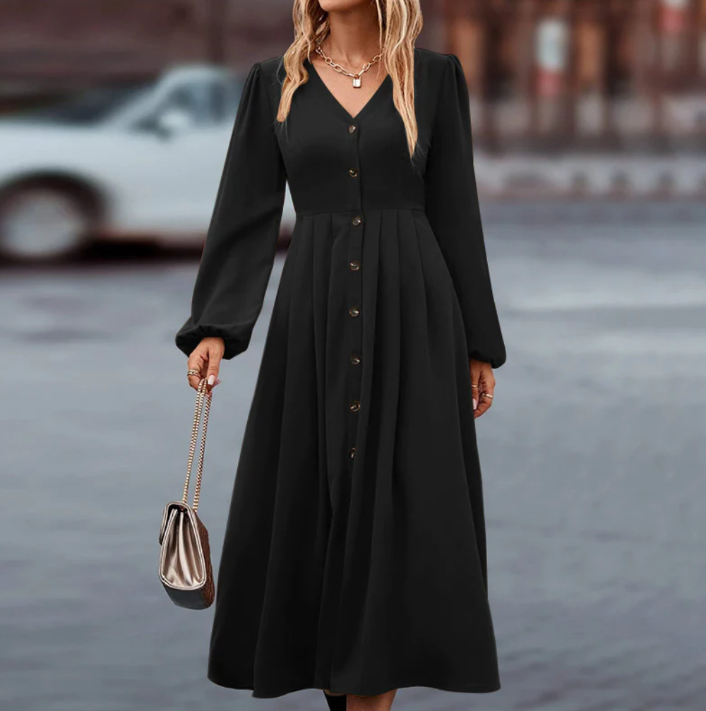 Elegant Women's Flower Print A-Line Dress with Ruffle Sleeves