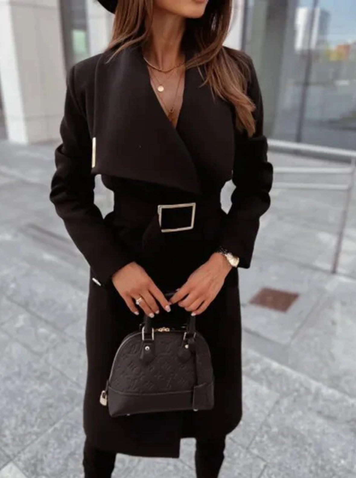 Waterproof Long Trench Coat with Adjustable Belt