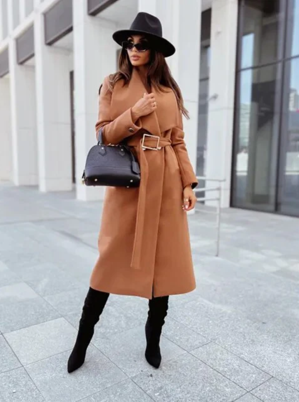 Waterproof Long Trench Coat with Adjustable Belt - OutfitLondon