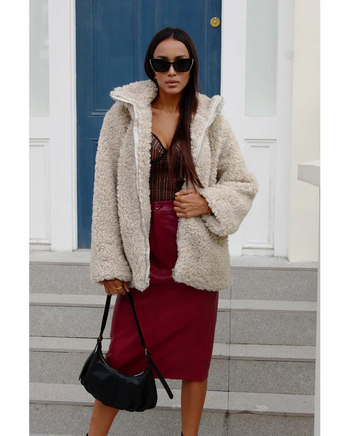 Women's Cozy Plus Size Fleece Coat - OutfitLondon