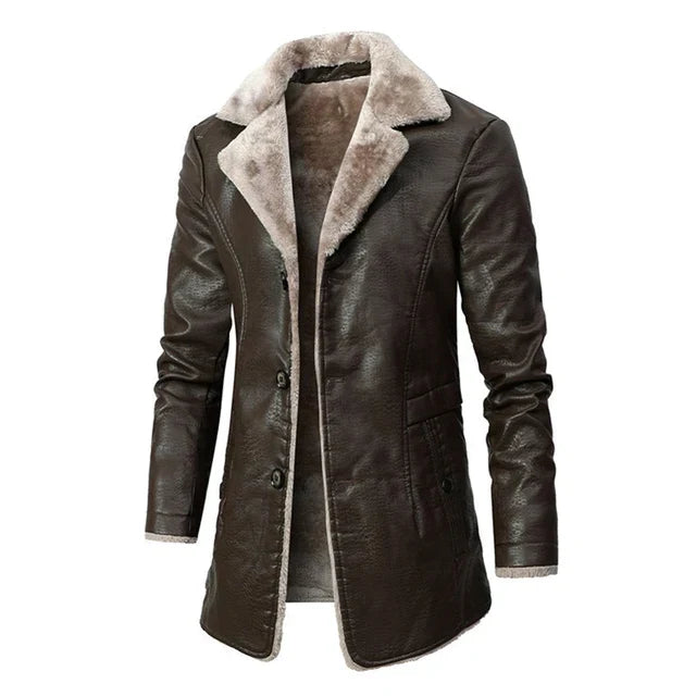 Men's Heavy Duty Faux Leather Jacket: Warm & Waterproof - OutfitLondon