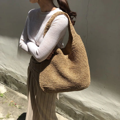 Natural Woven Tote Bag for Women