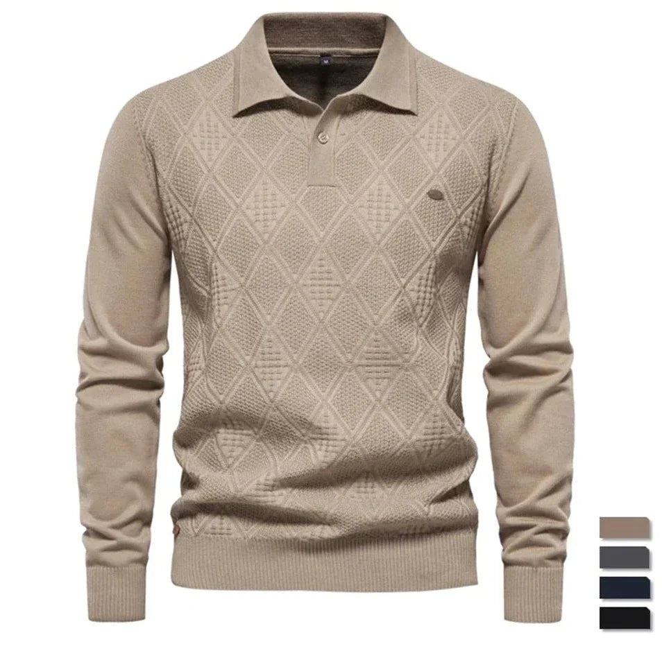 Men's Warm Autumn Long Sleeve Polo Shirt - OutfitLondon