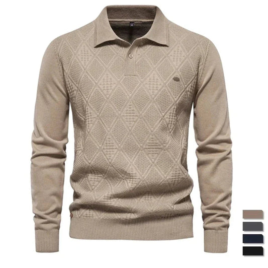 Men's Warm Autumn Long Sleeve Polo Shirt - OutfitLondon