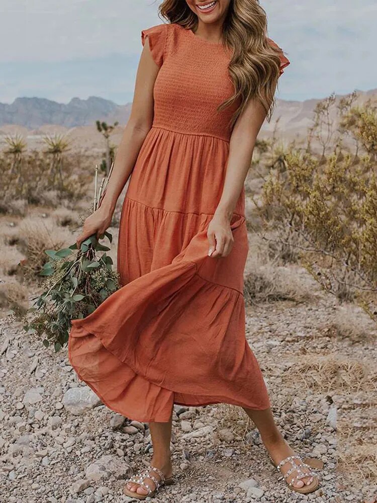 Beautiful Flowy Long Sleeve Dress - OutfitLondon