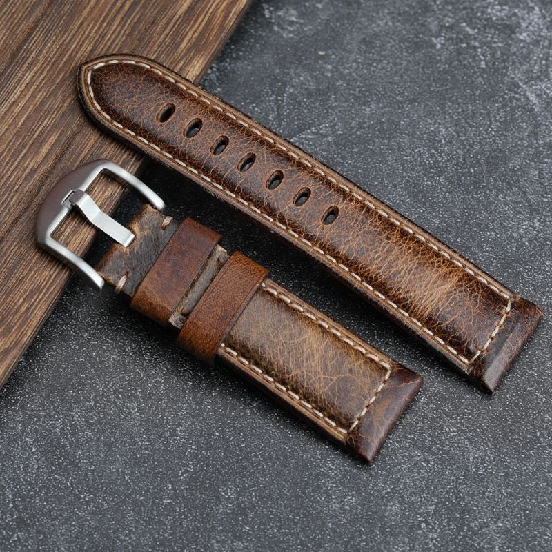 Vintage Worn Brown Leather Belt Strap