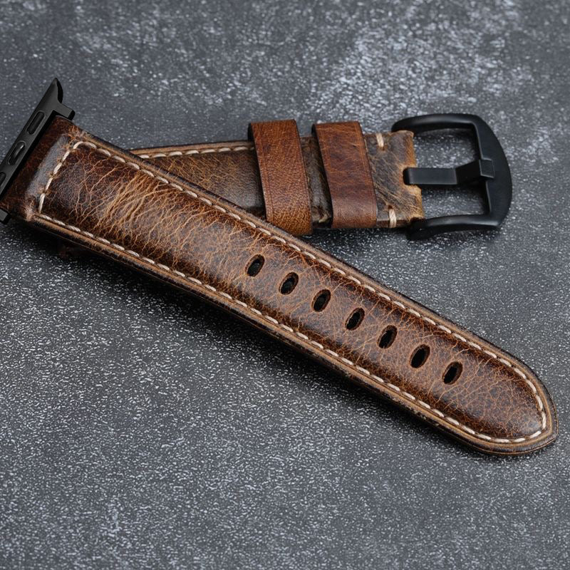 Vintage Worn Brown Leather Belt Strap