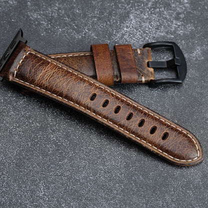 Vintage Worn Brown Leather Belt Strap