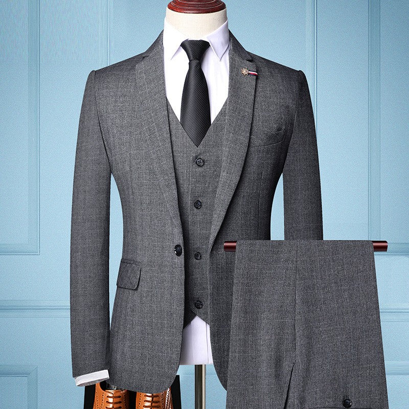 Men's Herringbone Checkered 3 Piece Suit Tan Brown - OutfitLondon