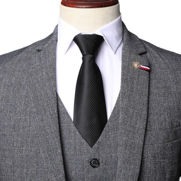 Men's Herringbone Checkered 3 Piece Suit Tan Brown