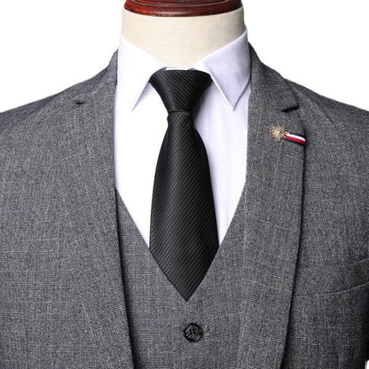 Men's Herringbone Checkered 3 Piece Suit Tan Brown