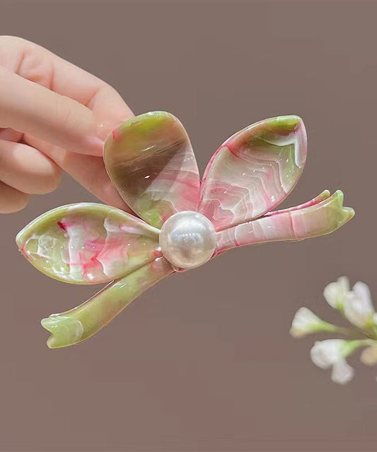Women's Floral Hairpin Green Alloy Pearl Accessory - OutfitLondon