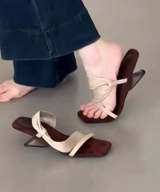 Women's Faux Leather Sandals Apricot Pink 5cm Wedge Heel Cushioned - OutfitLondon