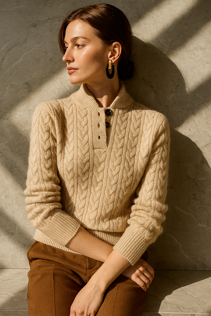 Cozy Crew Neck Cashmere Pullover Sweater - OutfitLondon