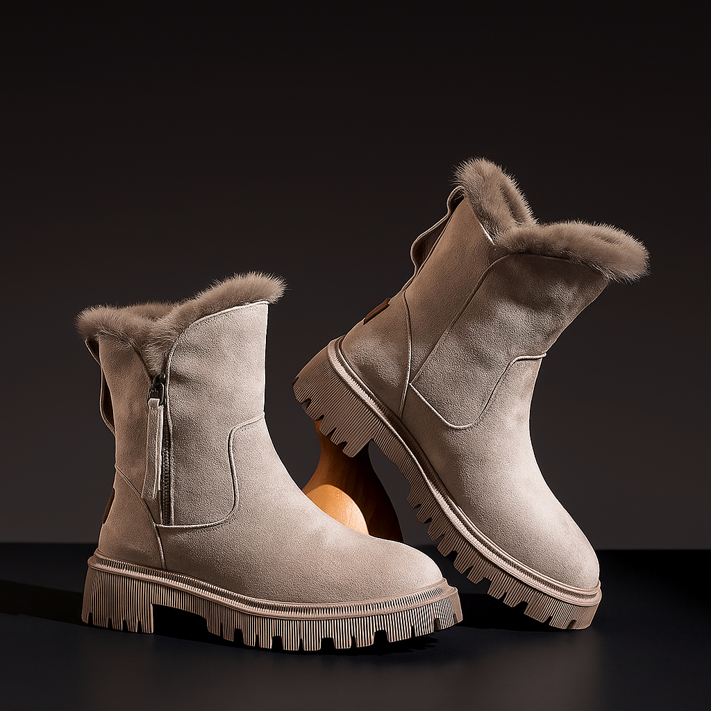 Warm Faux Fur Ankle Boots - OutfitLondon