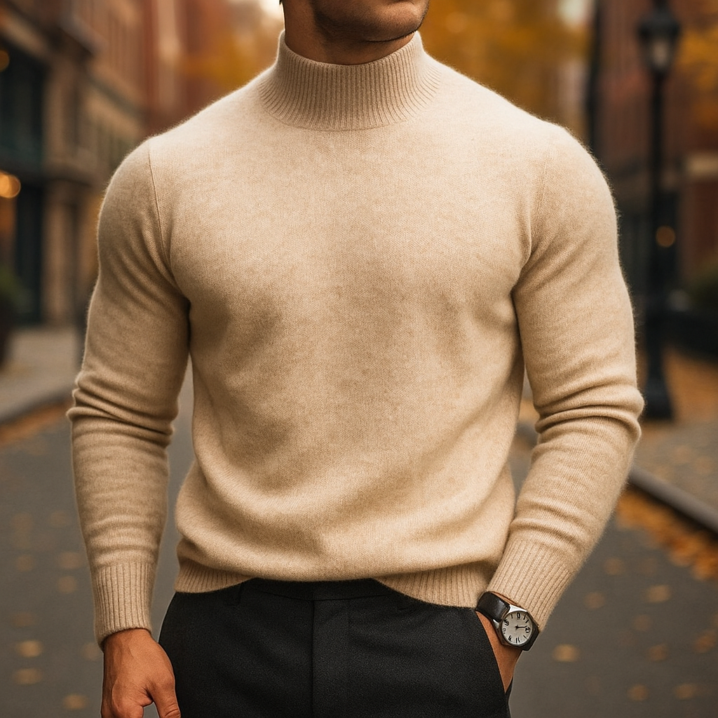 Leriano Men's Merino Wool Turtleneck Sweater