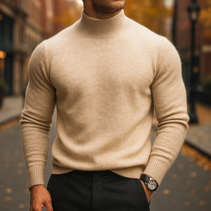 Leriano Men's Merino Wool Turtleneck Sweater