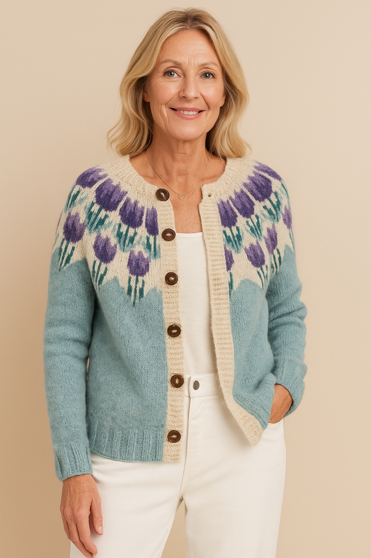 Women's Floral Knit Sweater - OutfitLondon