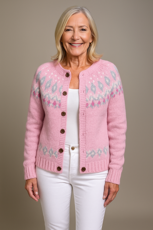 Soft Pink Cozy Sweater Cardigan - OutfitLondon