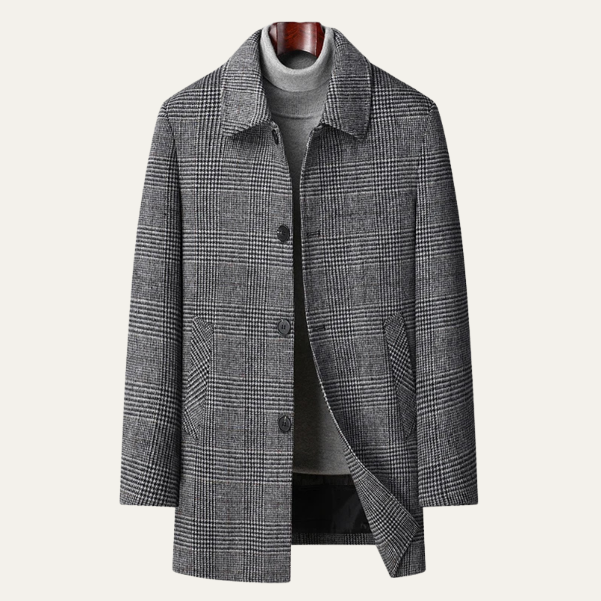 Warm Men's Down Wool Winter Coat