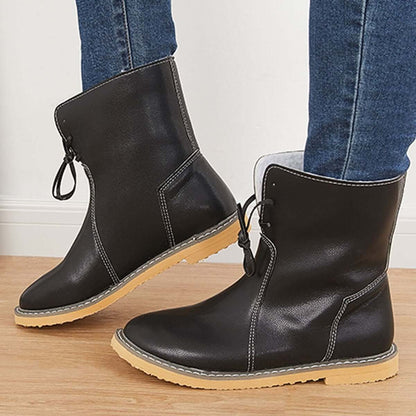 Warm Cotton Lined Waterproof Snow Ankle Boots Wide Width Flat Booties