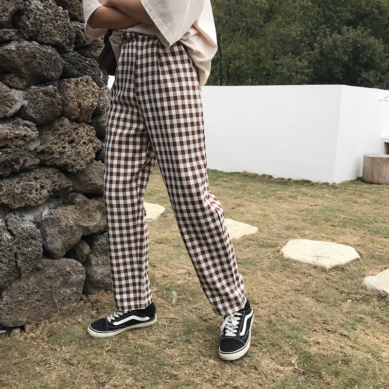 Men's Classic British Plaid Wool Suit Trousers