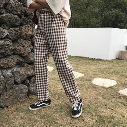 Men's Classic British Plaid Wool Suit Trousers