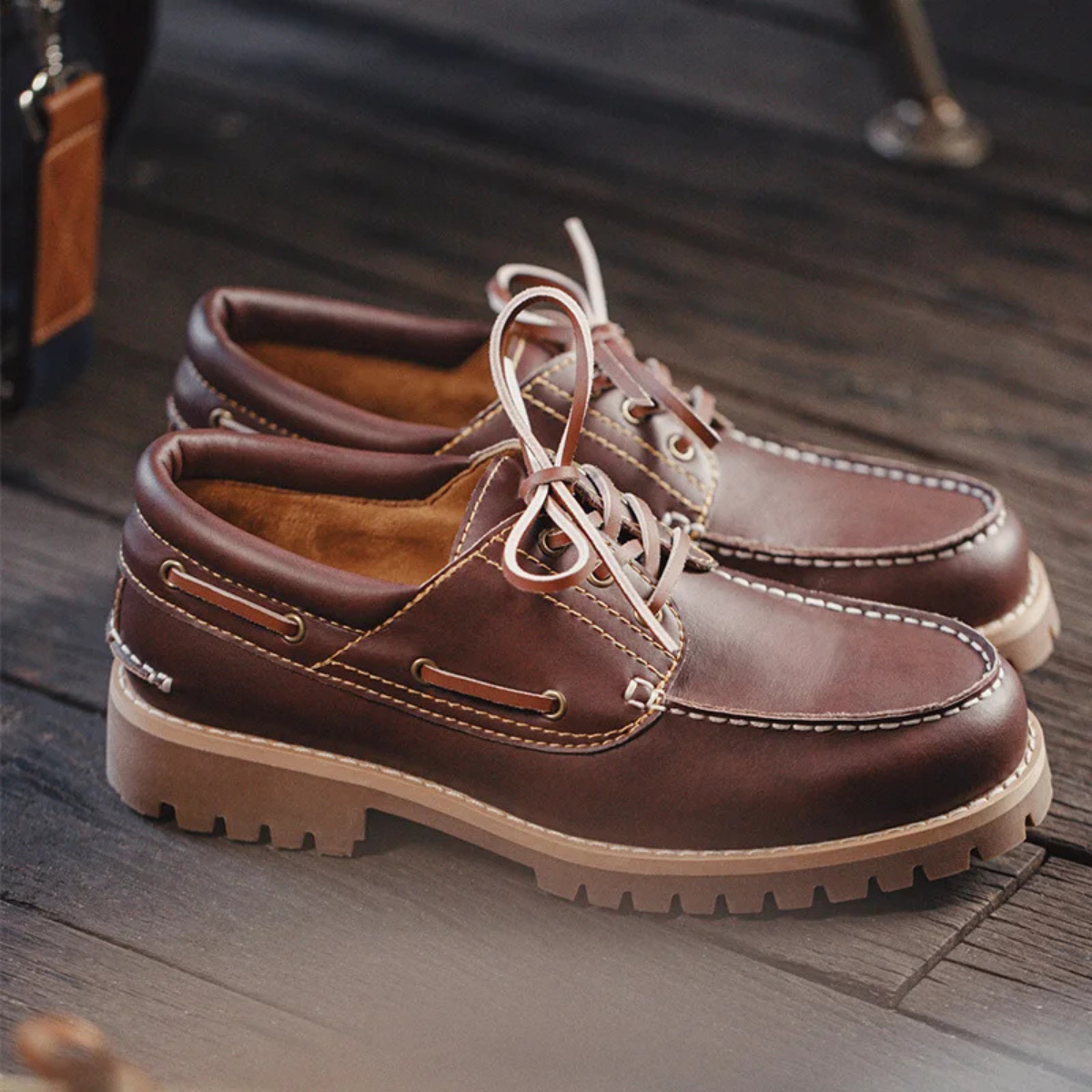 Classic Men's Slip On Leather Loafers with Rubber Sole - OutfitLondon