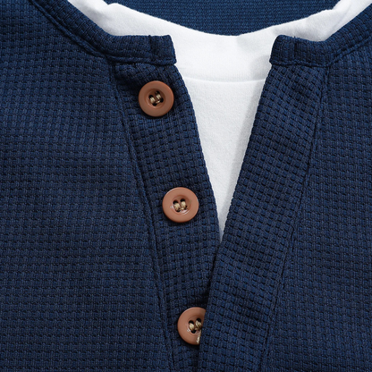 Relaxed Fit Men's Waffle Knit Casual Shirt